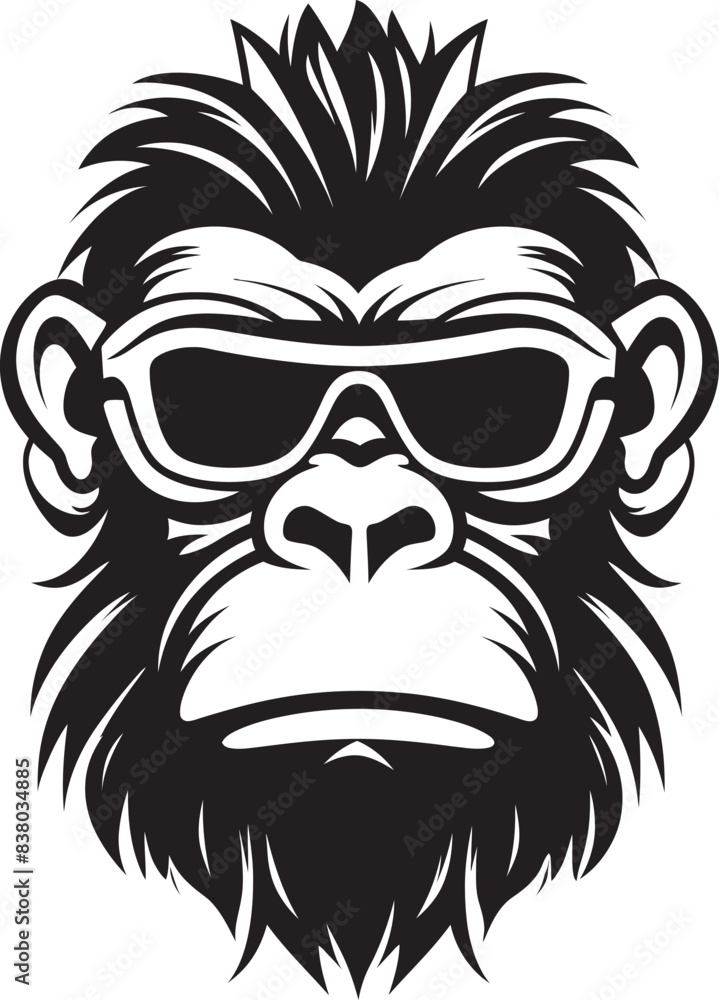 Fototapeta premium Cartoon Monkey Icon Funky Symbol Funky Ape Badge Character Illustration
