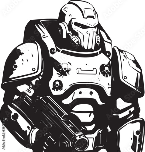 Military Cyborg Logo Vector Design Robot Army Man Emblem Futuristic Design