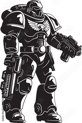 Robot Soldier Icon Vector Graphic Army Cyborg Emblem Futuristic War Machine