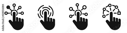 Interactivity icon set. User interaction, augmented reality and virtual reality symbols collection - stock vector.