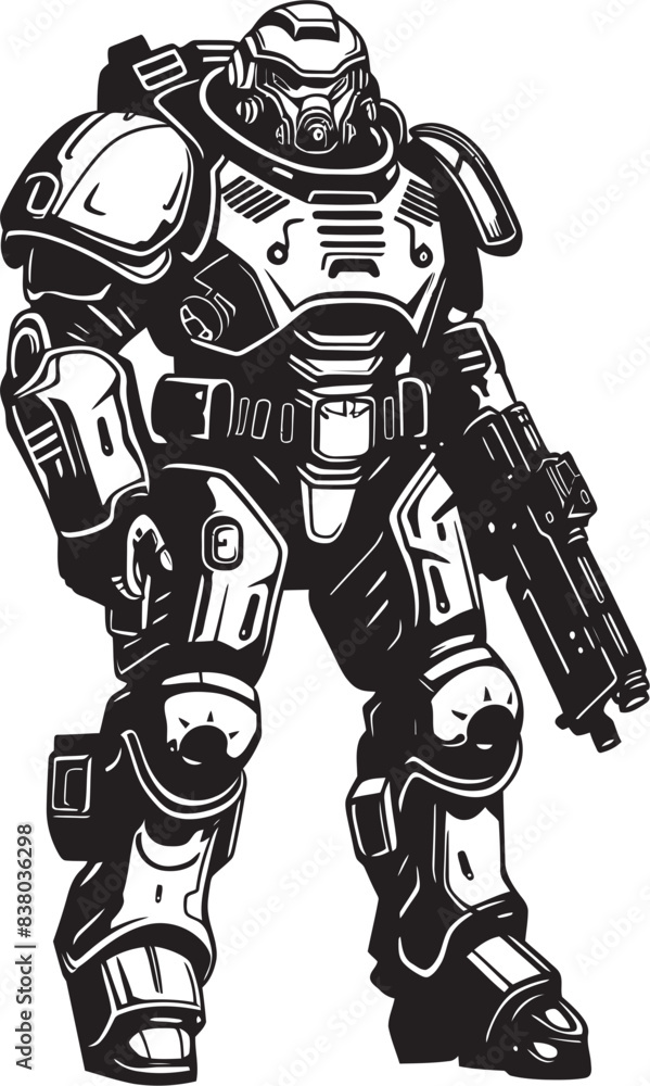 Military Cyborg Badge Vector Graphic Robot Soldier Emblem Futuristic War Machine Military Cyborg Badge Vector Graphic Robot Soldier Emblem Futuristic War Machine
