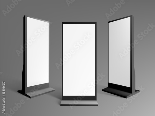 3D Digital Ad Info Monitor. Front And Side View