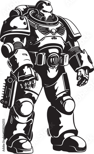 Cybernetic Warrior Emblem Vector Graphic Futuristic War Robot Soldier Icon Vector Design