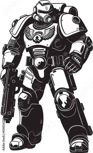 War Machine Soldier Logo Futuristic Illustration Robot Army Man Icon Vector Graphic Design