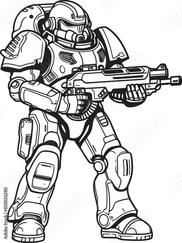 Robot Army Man Icon Vector Graphic Design Futuristic Battle Robot Badge Cybernetic Soldier