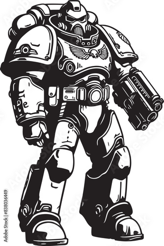 Robot Army Man Icon Soldier Design Army Cyborg Badge Vector Graphic Design