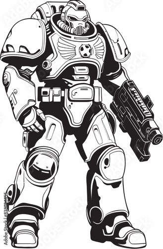 Futuristic Battle Robot Logo Cybernetic Soldier Military Cyborg Emblem Futuristic Illustration