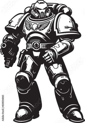Army Man Robot Emblem Military Futuristic Illustration Futuristic Soldier Logo War Robot Graphic