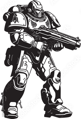 Soldier with Weapon Icon Army Man Illustration Futuristic Army Man Logo Robot Soldier Graphic