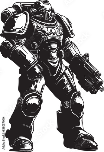 Army Man with Weapon Icon Futuristic War Illustration Robot Soldier Logo Army Man Design