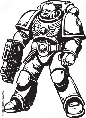 Robot Soldier Logo Military Futuristic Illustration Army Man Logo War Robot Design