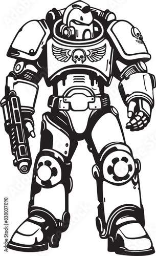 Army Man Emblem Soldier with Weapon Design Futuristic Soldier Logo Army Man Illustration