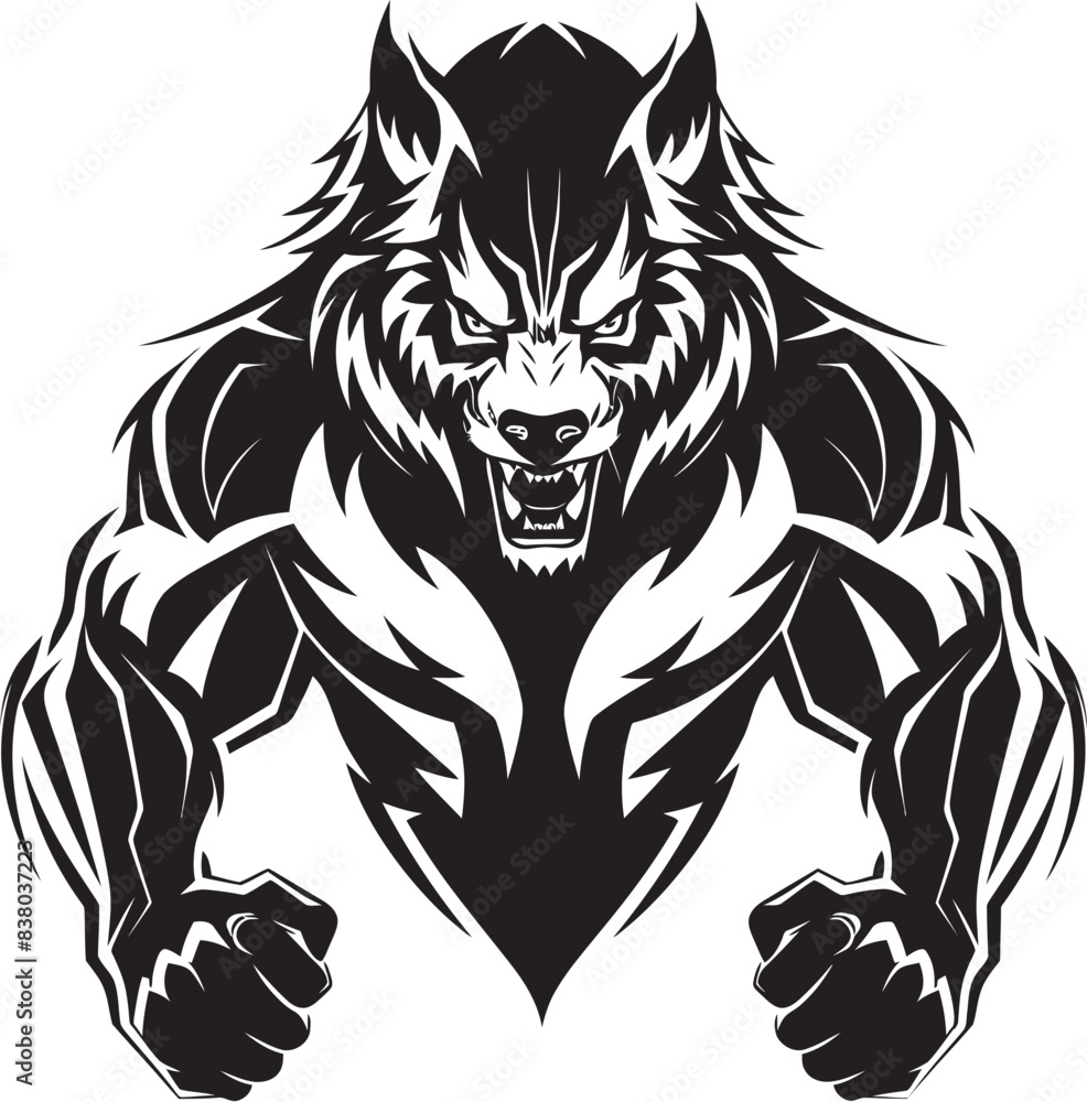Obraz premium Growling Wolf Icon Vector Illustration Arctic Wolf Badge Predator Symbol