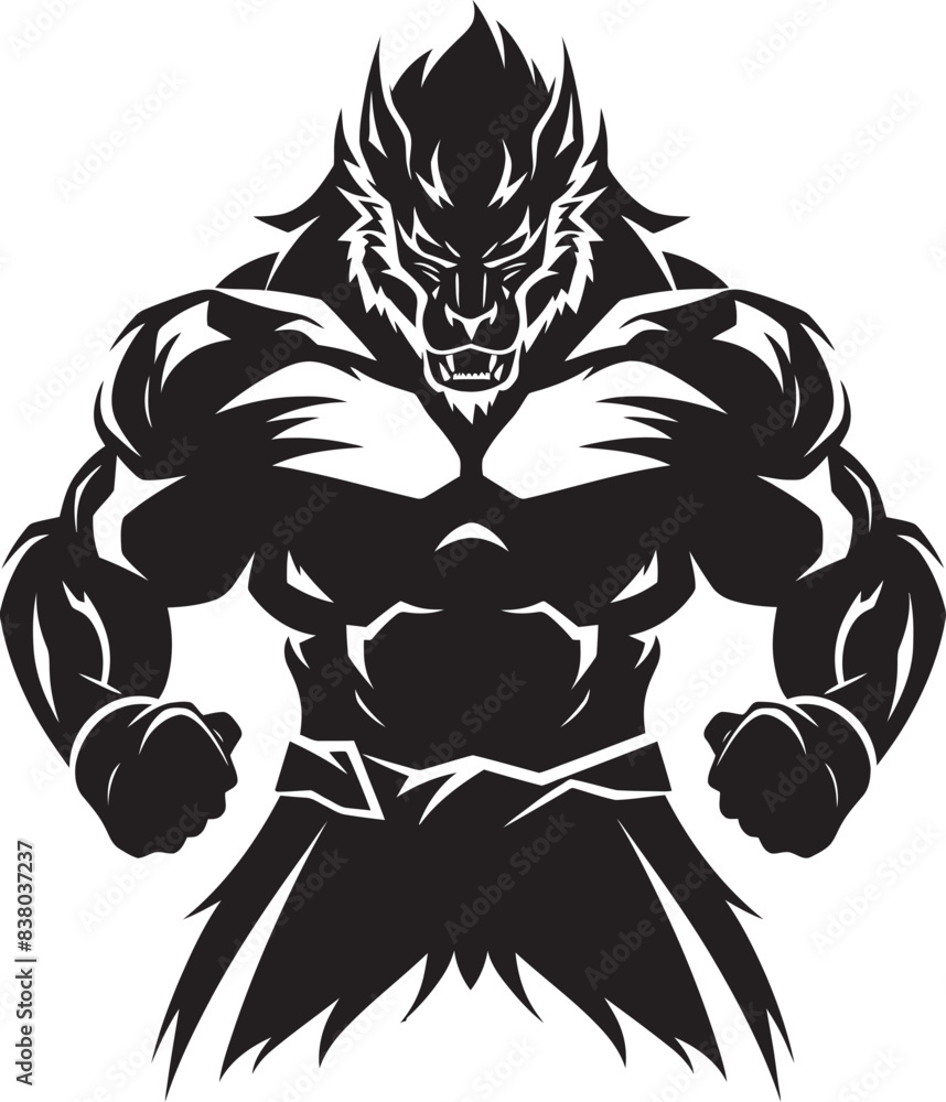 Fototapeta premium Lone Alpha Wolf Icon Predatory Design Giant Spirit Wolf Badge Vector Symbol