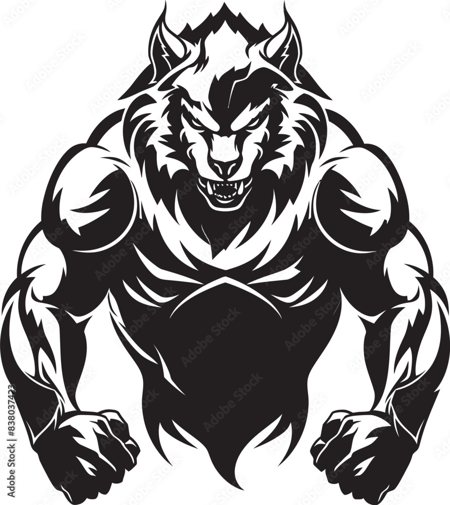 Fototapeta premium Giant Alpha Wolf Emblem Predatory Logo Predatory Beast Badge Vector Illustration