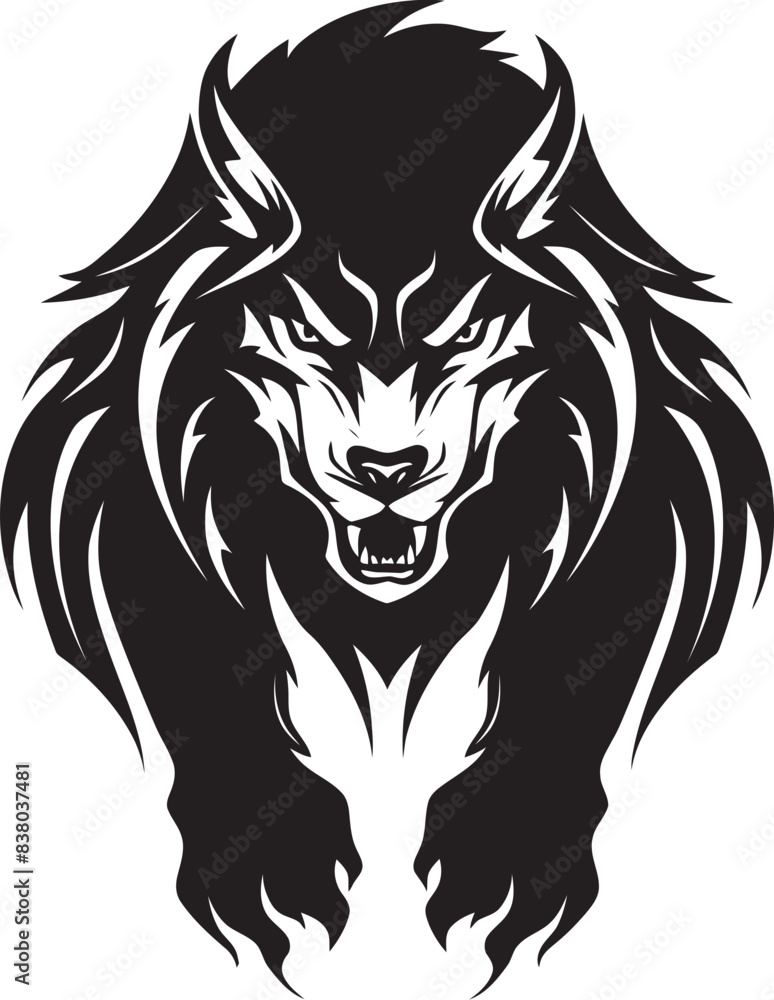 Fototapeta premium Predatory Beast Logo Vector Illustration Alpha Pack Leader Symbol Predatory Icon