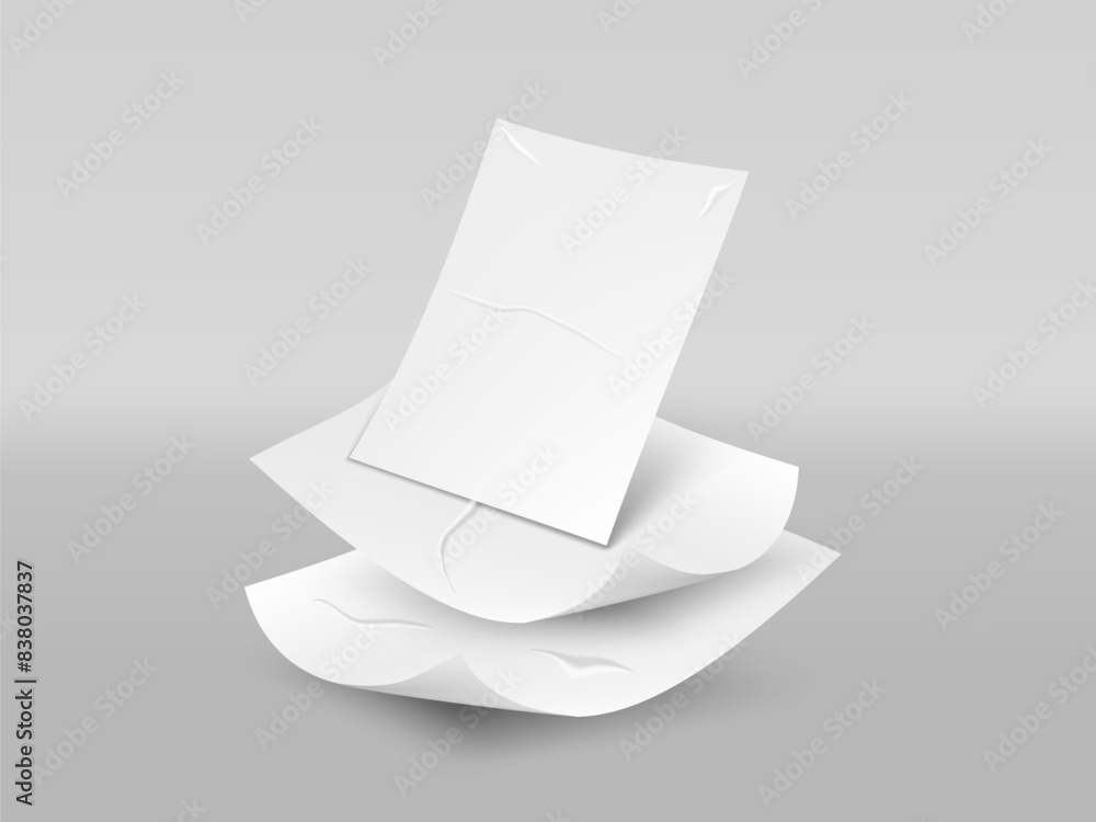 3D Falling Blank Paper Sheets With Shadow 3D Falling Blank Paper Sheets With Shadow