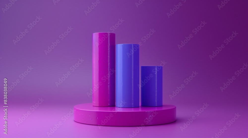 Colorful 3D bar chart on a purple background, representing data analysis, business growth, and statistics. Vibrant and modern design. 3D Illustration. Colorful 3D bar chart on a purple background, representing data analysis, business growth, and statistics. Vibrant and modern design. 3D Illustration.