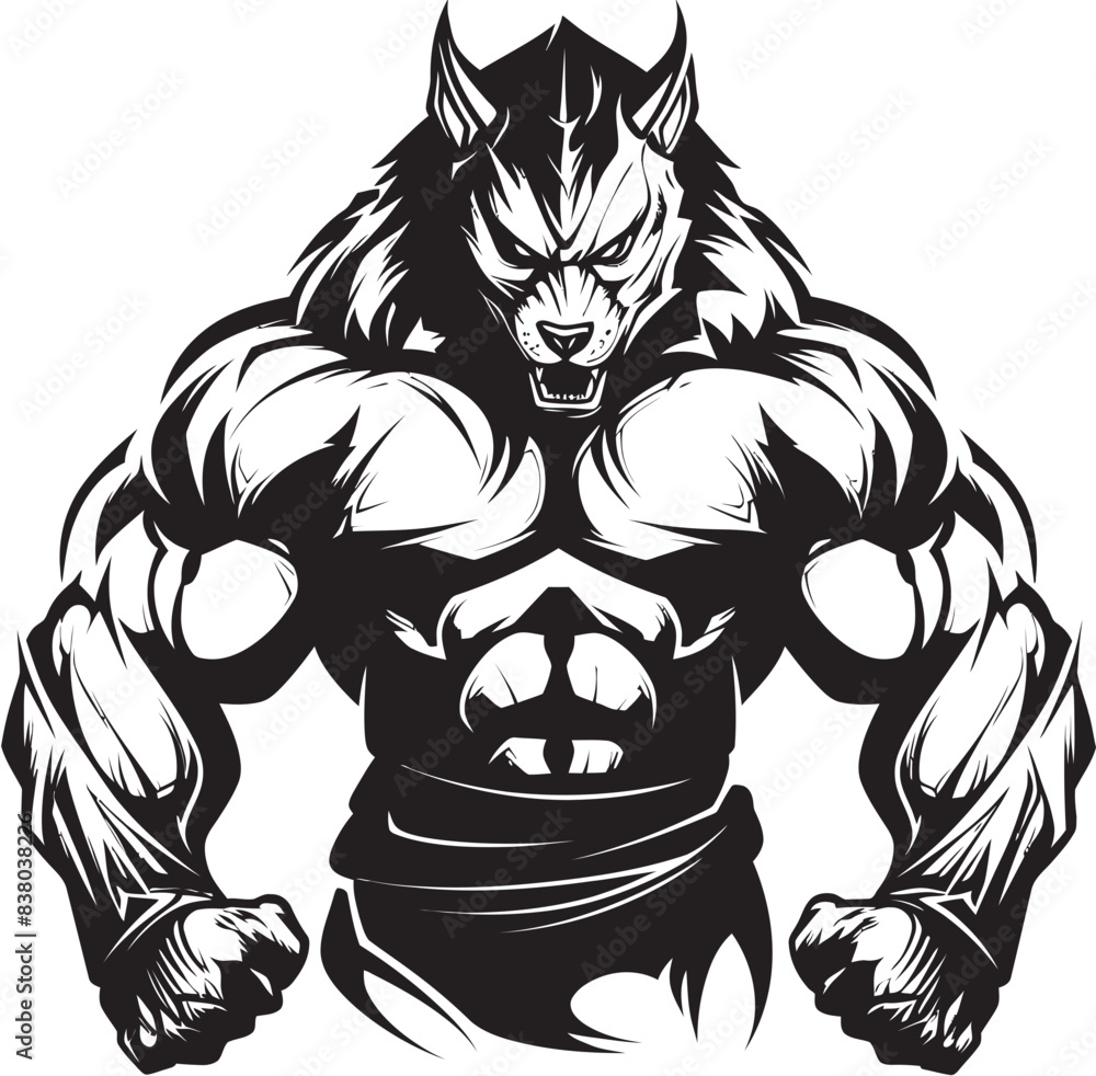 Obraz premium Ancient Guardian Wolf Badge Vector Icon Alpha Predator Wolf Design Vector Illustration