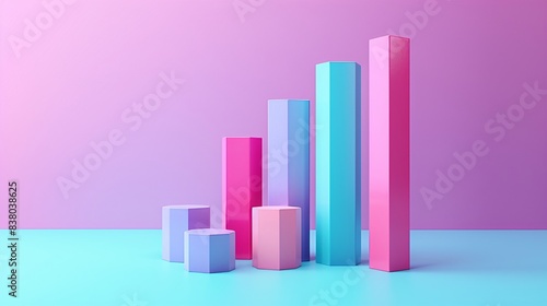 Colorful 3D bar graph with pastel colors on a vibrant background, showcasing statistical data visualization and business analytics. 3D Illustration. Free Download Colorful 3D bar graph with pastel colors on a vibrant background, showcasing statistical data visualization and business analytics. 3D Illustration. - GFXLoad