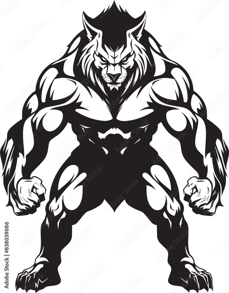 Fototapeta premium Guardian of the Night Logo Predator Symbol Alpha Sentinel Wolf Icon Vector Graphic