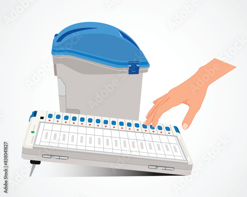 Man casting vote on EVM machine