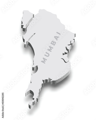 3d isometric Mumbai map, city of India, vector illustration