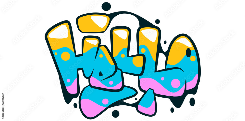 Hello word graffiti text font illustration Hello word graffiti text font illustration