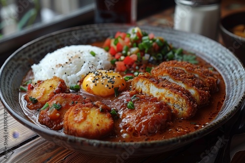 Japanese Curry - Thick, mild curry served with rice and often accompanied by breaded cutlets or vegetables.