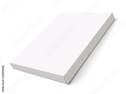 3D White Flat Slim Box Isolated On White