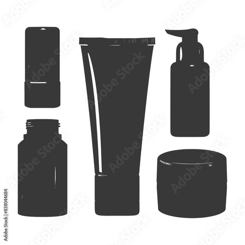 Silhouetted Cosmetic Packaging: Minimalist Vector Set