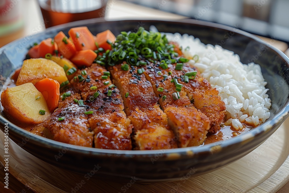 Japanese Curry - Thick, mild curry served with rice and often accompanied by breaded cutlets or vegetables. Japanese Curry - Thick, mild curry served with rice and often accompanied by breaded cutlets or vegetables.