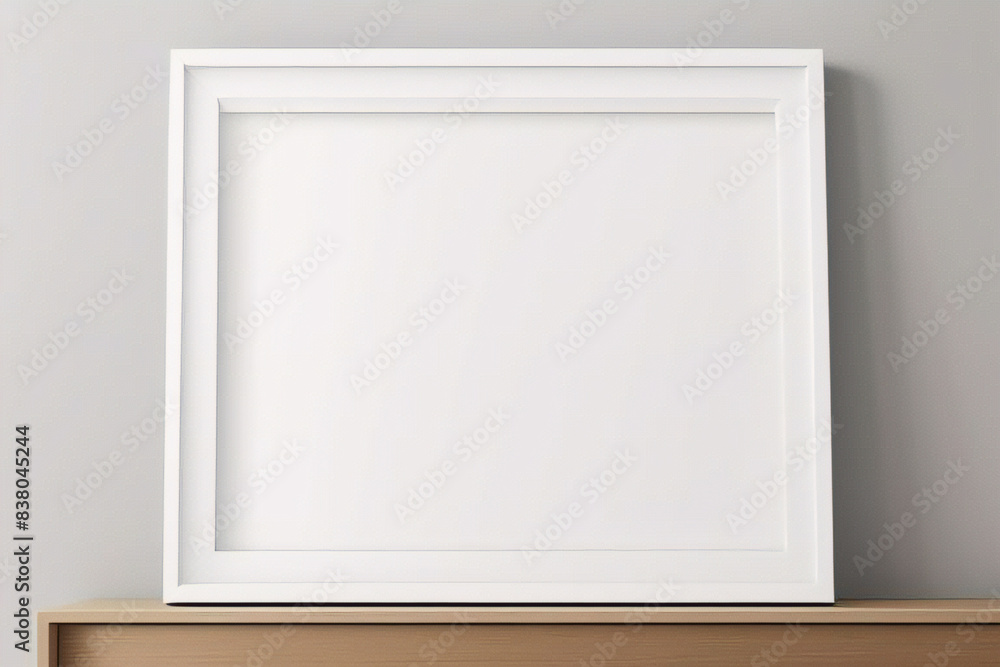 Diseño interior escandinavo de sala de estar con consola de madera, anillos en la pared, marco de póster simulado, flores en jarrón y elegantes accesorios personales Diseño interior escandinavo de sala de estar con consola de madera, anillos en la pared, marco de póster simulado, flores en jarrón y elegantes accesorios personales