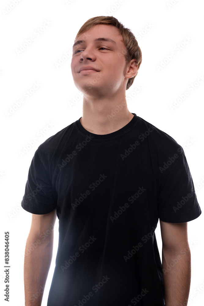 Obraz premium Close-up portrait of a European teenage boy with brown hair