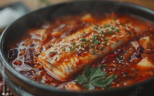 Wallpaper Mural A bowl of soup with a piece of meat in it Torontodigital.ca