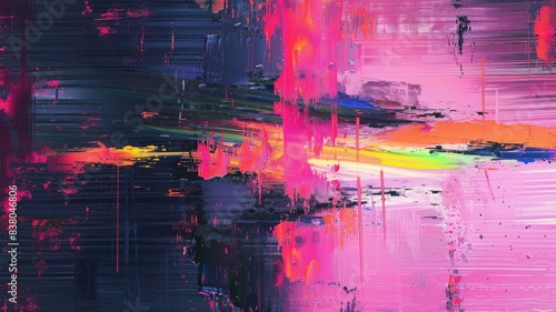 ピンクのネオンカラーの油絵背景_6
