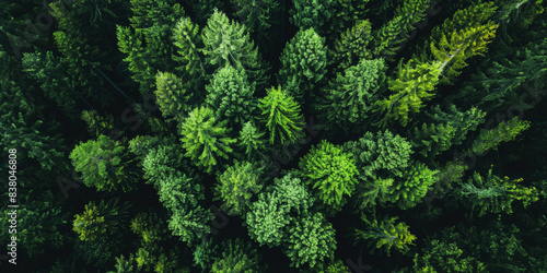 Aerial perspective of lush green forest