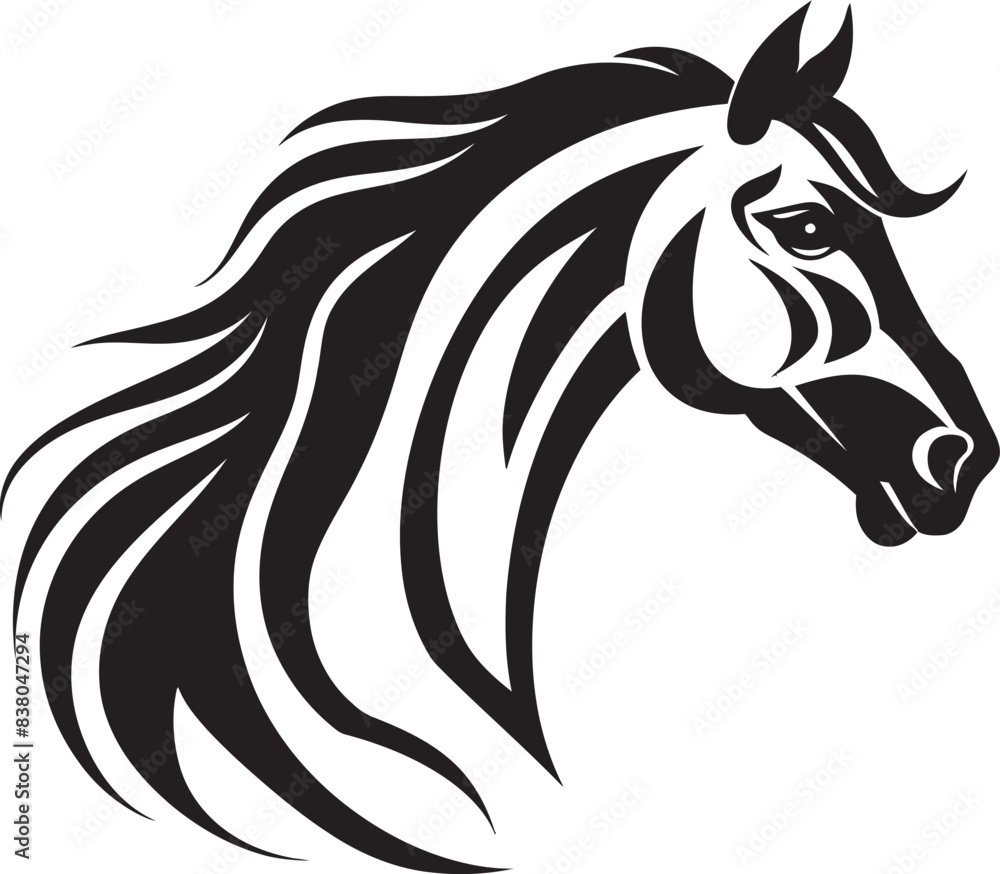 Fototapeta premium Dynamic Equine Symbol Graphic Art Inka Fish Design Minimal Tribal Logo