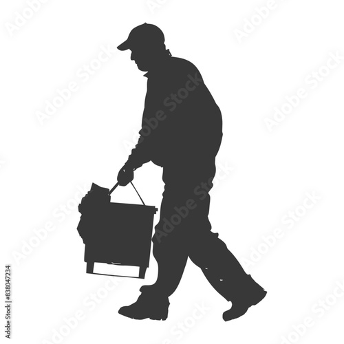 Silhouette of Beekeeper Carrying Beehive