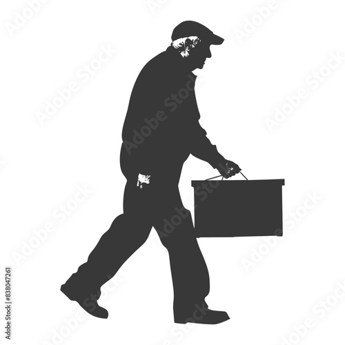 Silhouetted Beekeeper: Carrying Hive Box, Focused Walk, Workday Undertones.