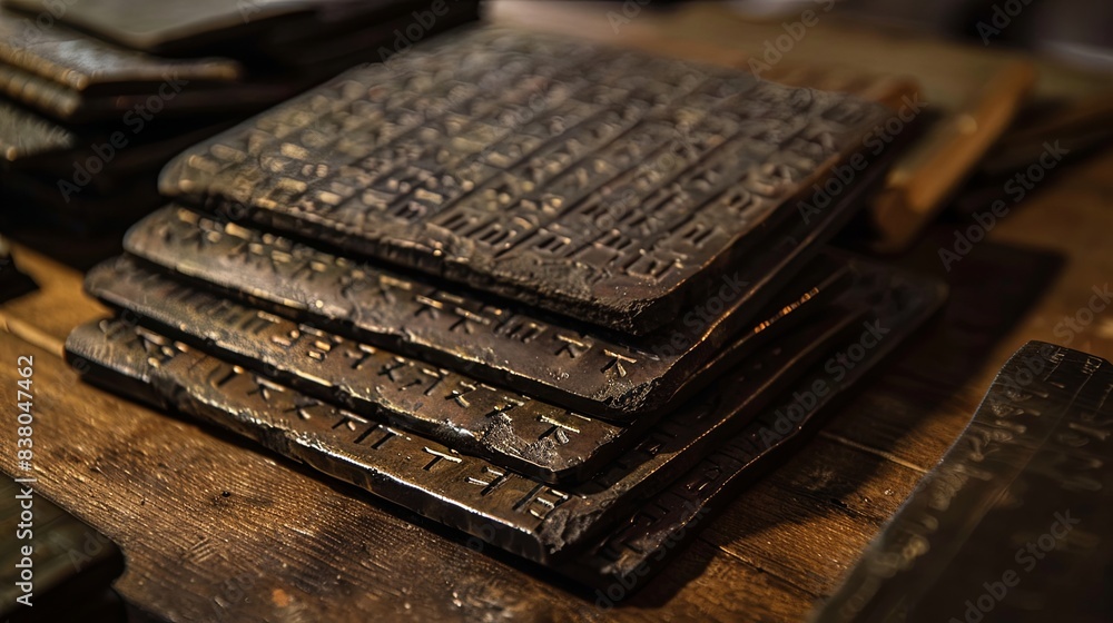 Ancient Greek text of roman law on a bronze Heraclean Tablets from Heraclea Lucania. Italy Ancient Greek text of roman law on a bronze Heraclean Tablets from Heraclea Lucania. Italy