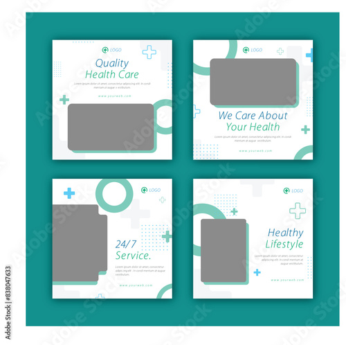 Set of medical healthcare service suitable for social media post design for hospital clinic doctor and dentist marketing ads banner template