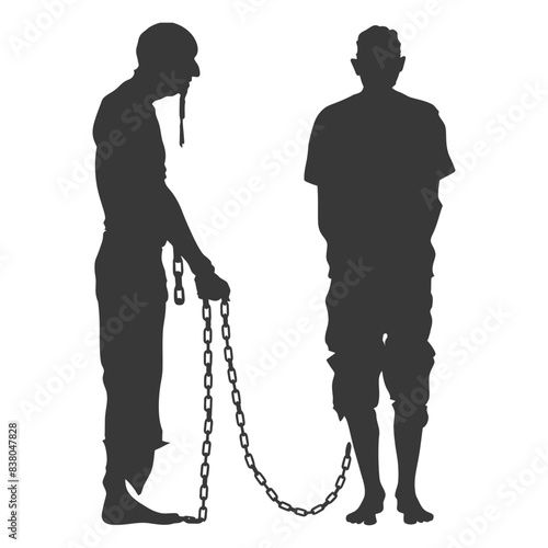Chained Figures: Silhouette Depiction of Slavery and Control.