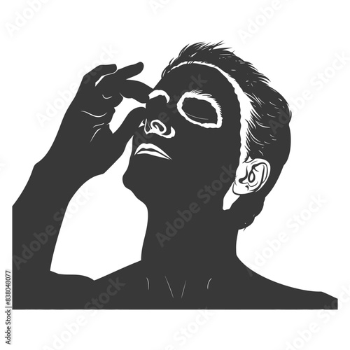 Abstract Silhouette: Contemplative Man with Highlighted Facial Features