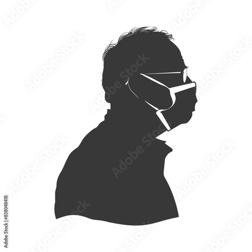 Masked Silhouette: Elderly Profile in Charcoal.