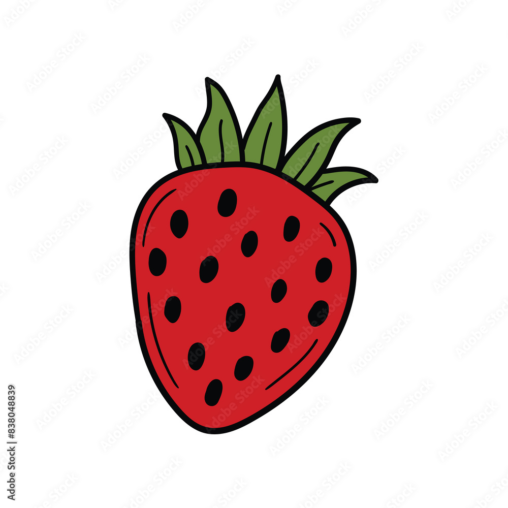 Fototapeta premium Hand drawn doodle strawberry on white background.