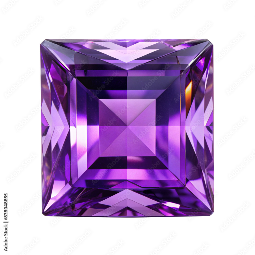 Square purple Amethyst gemstone on transparent background Square purple Amethyst gemstone on transparent background
