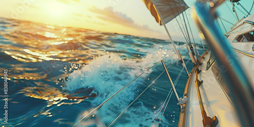 A sailor navigates the open waters, guided by the wind and the stars, their connection to nature deep and profound photo