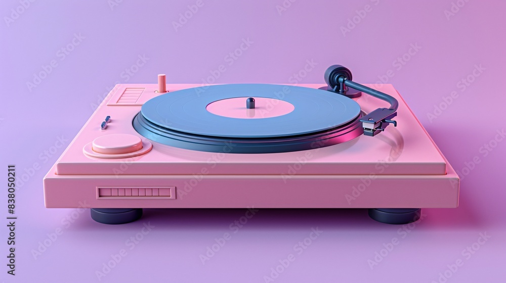 Retro pink record player with vinyl on pastel background, showcasing vibrant and nostalgic aesthetic, perfect for music and lifestyle imagery. 3D Illustration. Retro pink record player with vinyl on pastel background, showcasing vibrant and nostalgic aesthetic, perfect for music and lifestyle imagery. 3D Illustration.