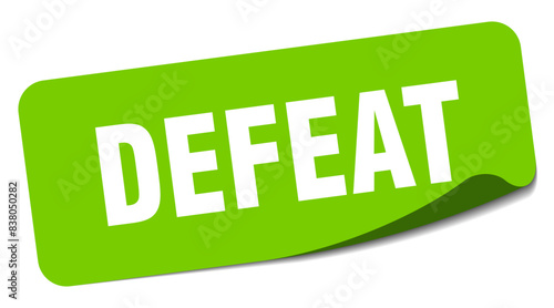 defeat sticker. defeat label